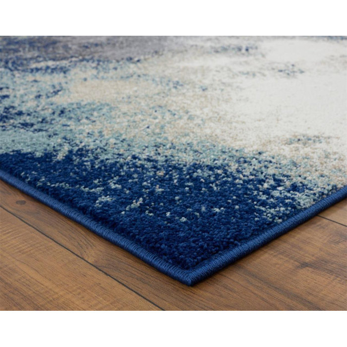 Wrought Studio Bellicent Performance Blue Rug & Reviews Wayfair